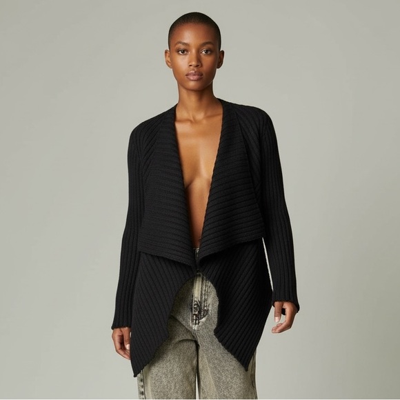 ANGEL II Asymmetrical Ribbed Cardigan - Italian Yarn - Women’s Medium - Picture 5 of 12